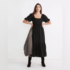 Madewell Crinkle Tie-Back Midi Dress , sz : 4